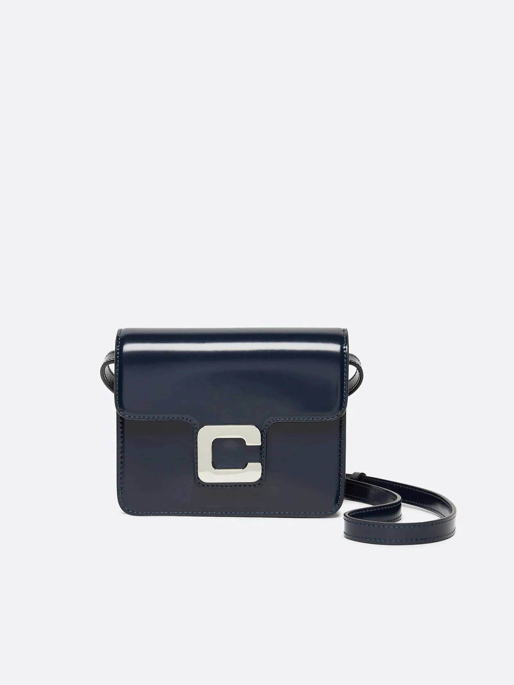 Carel Tassen>Blauw Marine Glanzende Lederen Tas