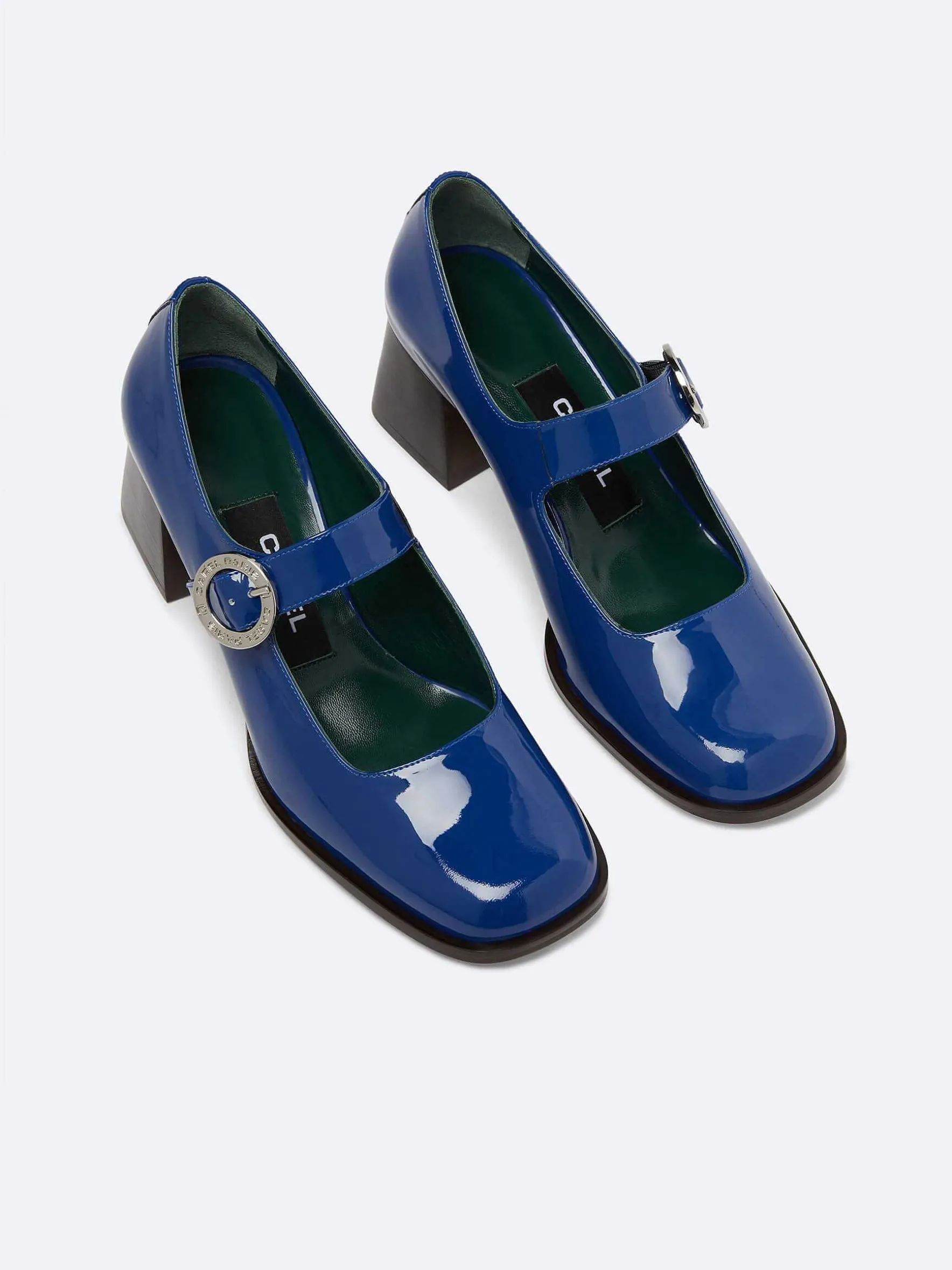 Carel Pompen>Blauwe Lakleren Mary Janes Pumps