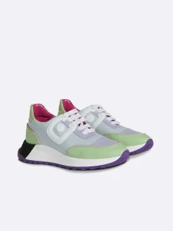 Carel Sneakers>Blauwe, Lila En Witte Sneakers Van Eco-Nappa