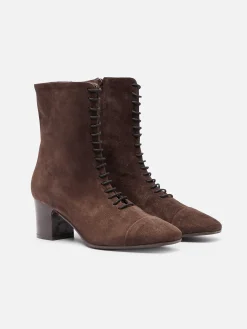 Carel Laarzen En Enkellaarzen>Bruine Suede Enkellaarzen Met Veters