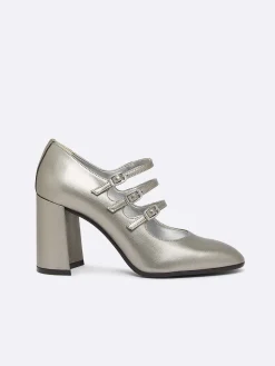 Carel Maria Janes>Donkerzilveren Appleskin Mary Janes-Pumps