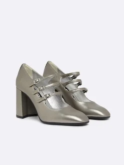 Carel Maria Janes>Donkerzilveren Appleskin Mary Janes-Pumps