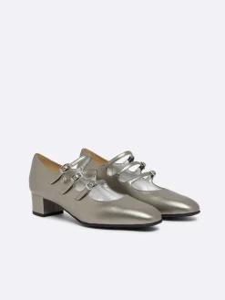 Carel Appelhuid>Donkerzilveren Appleskin Mary Janes-Pumps