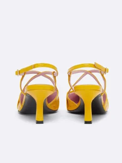 Carel Pompen>Gele, Gerecyclede Naplack Lederen Slingback Pumps