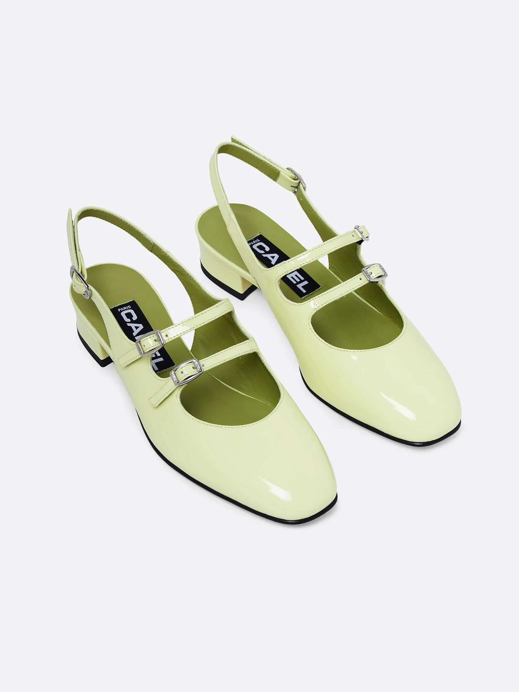 Carel Slingbacks>Limoen Lakleren Slingback Mary Janes