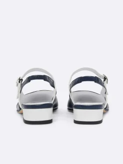 Carel Ballerina'S>Marineleer En Wit Lakleer Slingback