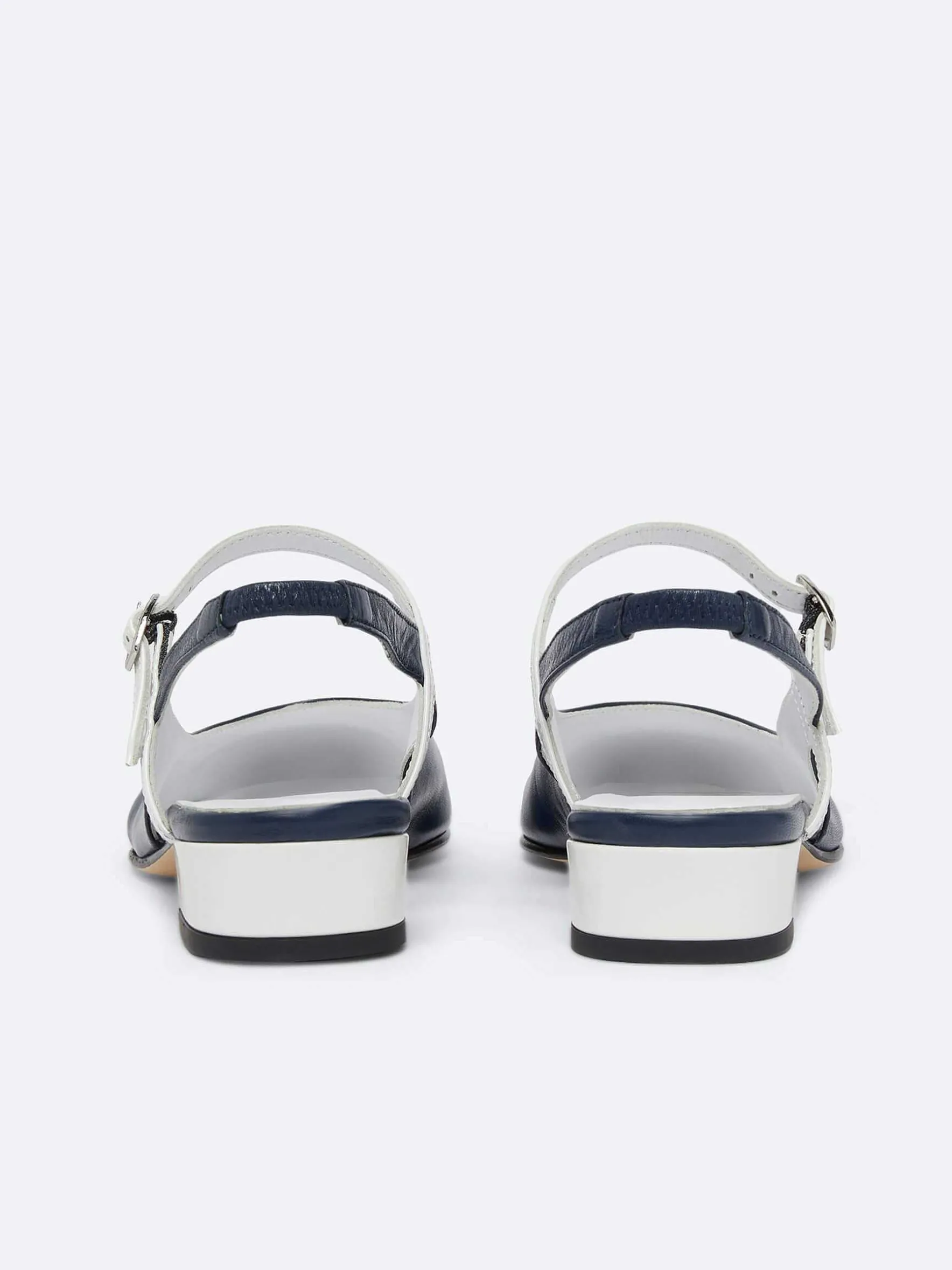 Carel Ballerina'S>Marineleer En Wit Lakleer Slingback