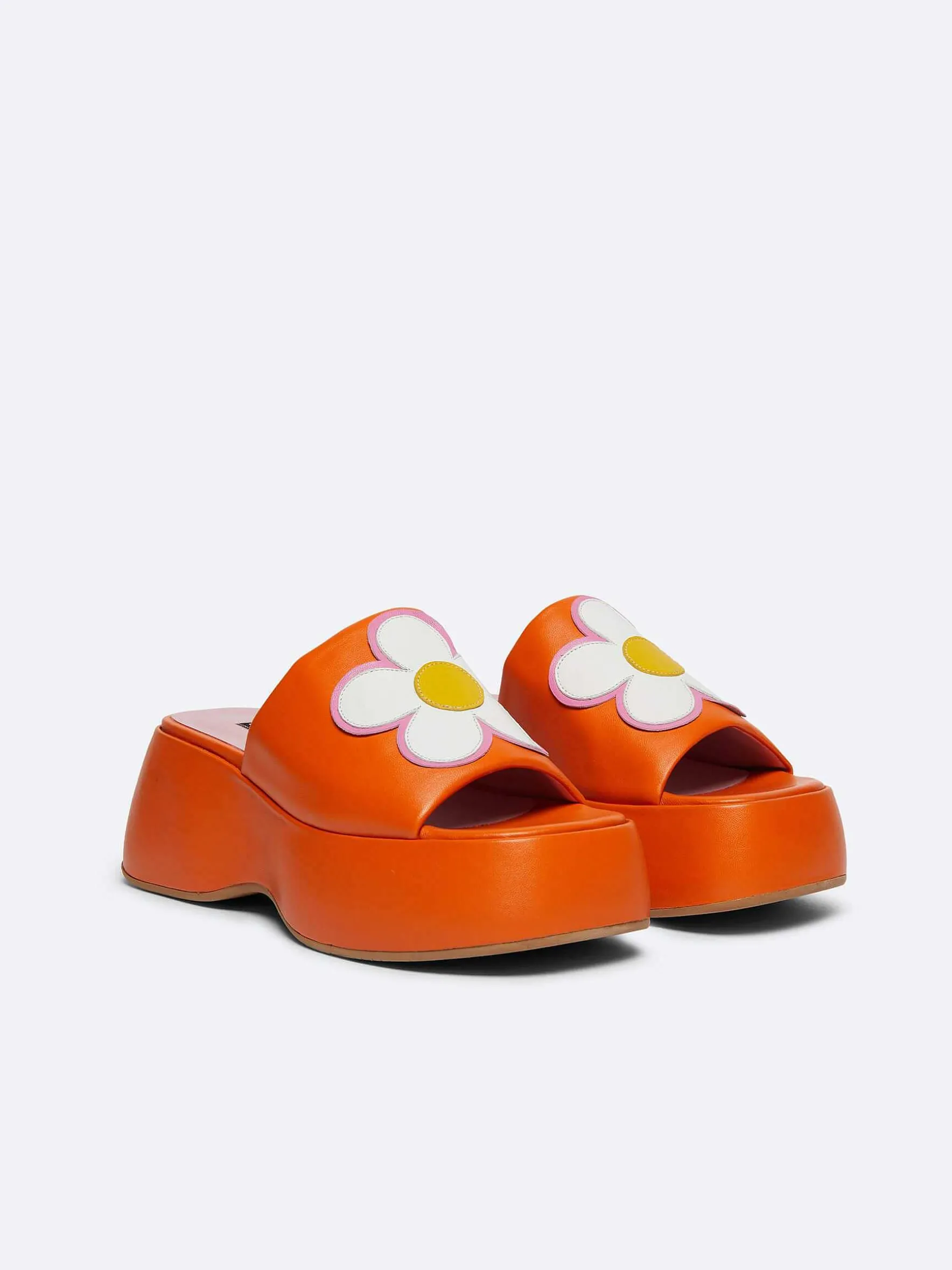 Carel Sandalen En Muilezels>Oranje Leren Platformmuiltjes