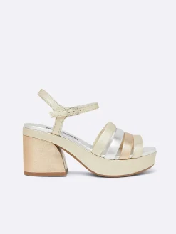 Carel Sandalen En Muilezels>Platina, Goud En Zilver Multi-Gelamineerde Leren Sandalen