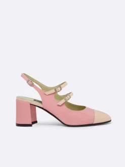 Carel Slingbacks>Roze En Naakt Lakleren Slingback Mary Janes