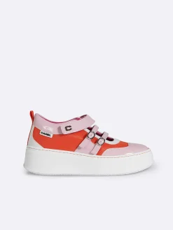Carel Sneakers>Roze, Oranje En Ivoorkleurige Eco Patent-Sneakers