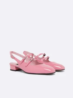 Carel Slingbacks>Roze Upcycled Lakleer Slingback Mary Janes