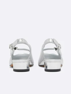 Carel Slingbacks>Zilver Lederen Mary Janes Slingback