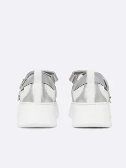 Carel Sneakers>Zilverkleurige Appelleer- En Witte Mesh-Sneakers