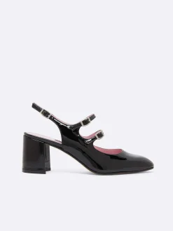 Carel Maria Janes>Zwart Lakleer Slingback Mary Janes