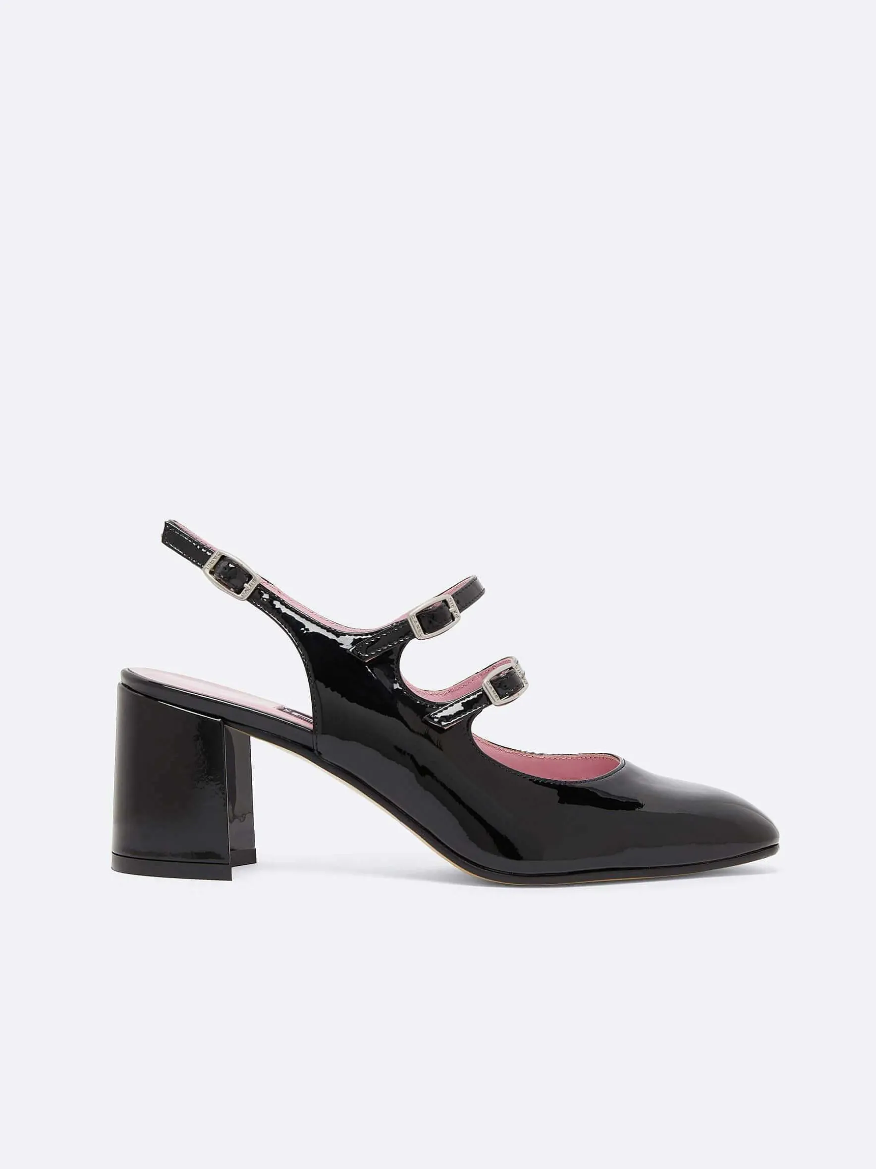 Carel Maria Janes>Zwart Lakleer Slingback Mary Janes