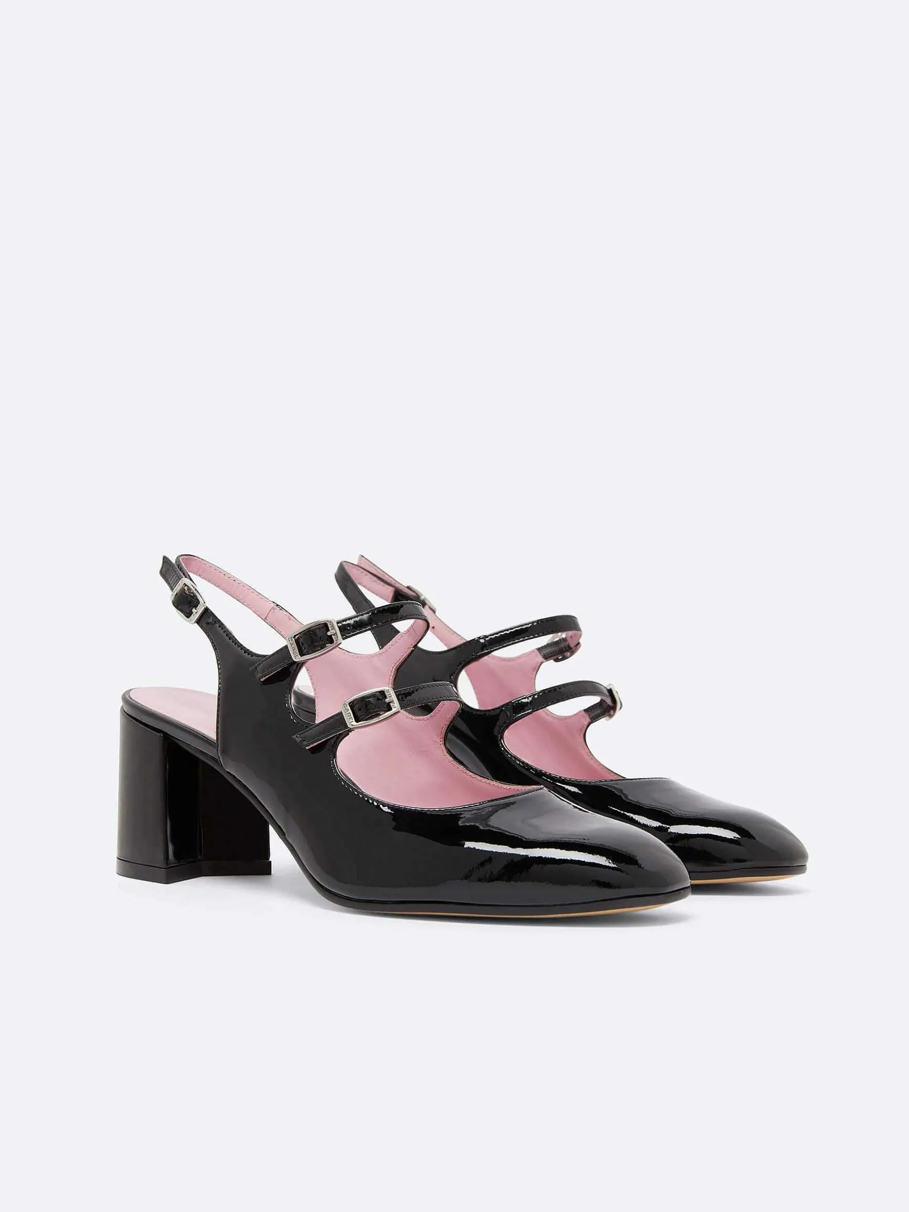 Carel Maria Janes>Zwart Lakleer Slingback Mary Janes