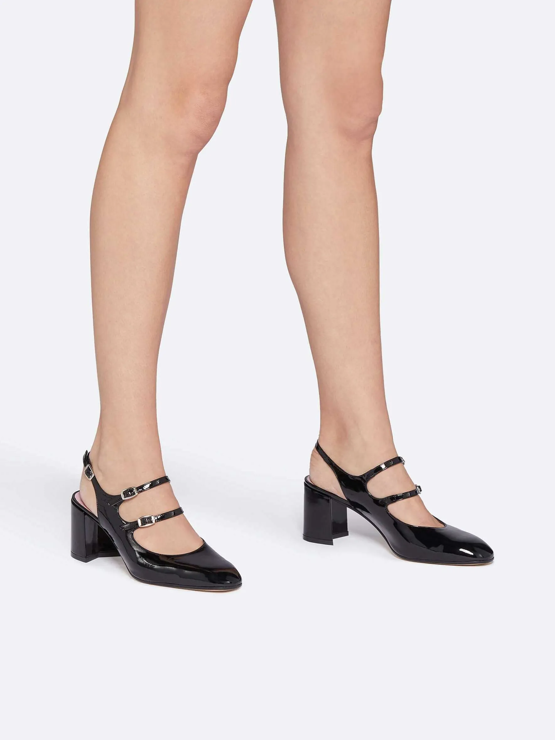 Carel Maria Janes>Zwart Lakleer Slingback Mary Janes