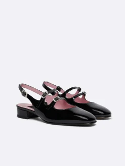 Carel Maria Janes>Zwart Lakleer Slingback Mary Janes