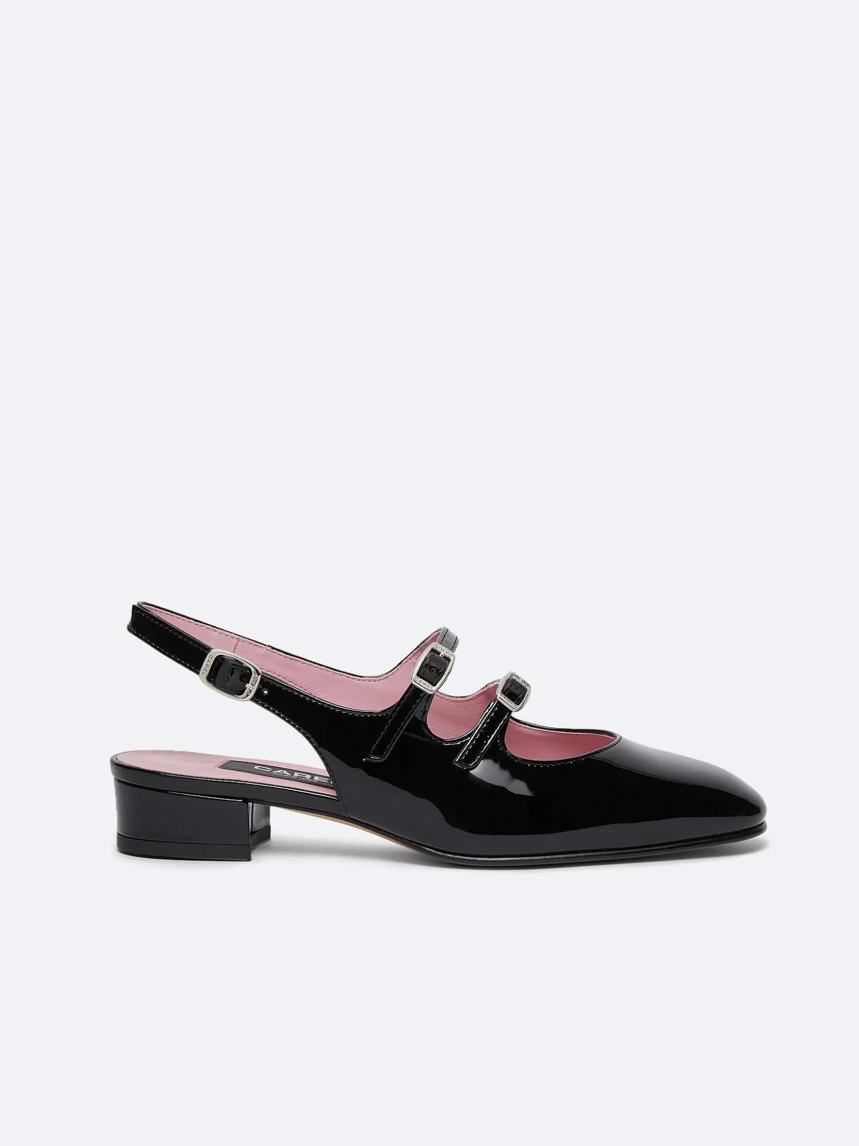 Carel Maria Janes>Zwart Lakleer Slingback Mary Janes