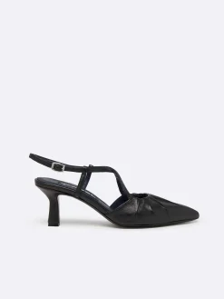 Carel Pompen>Zwart Lederen Slingback Pumps