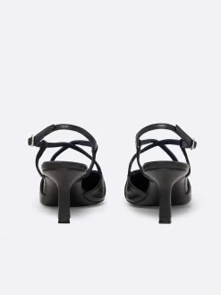 Carel Pompen>Zwart Lederen Slingback Pumps