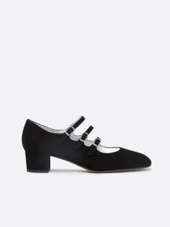 Carel Maria Janes>Zwart Suede Mary Janes Pumps