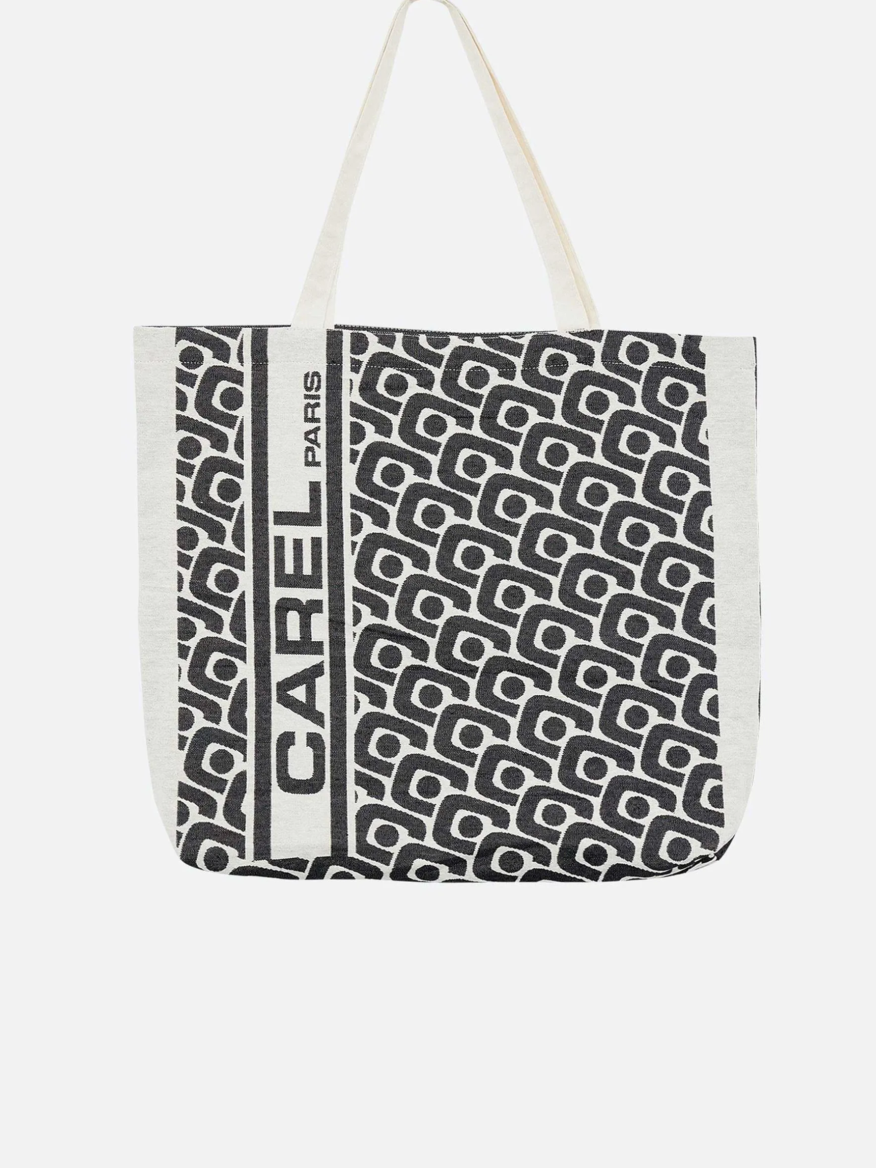 Carel Accessoires>Zwarte Draagtas Met Monogram En Jacquardweefsel