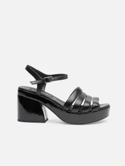 Carel Sandalen En Muilezels>Zwarte Lak- En Leren Sandalen