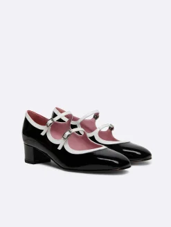 Carel Maria Janes>Zwart-Wit Lakleer Mary Janes Pumps