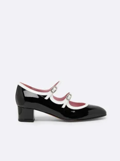 Carel Maria Janes>Zwart-Wit Lakleer Mary Janes Pumps